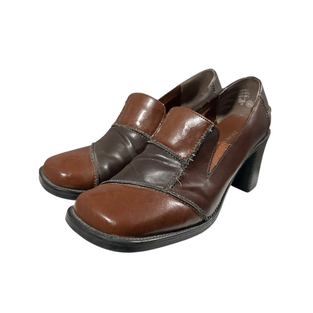 VTG 90’S Predictions Brown Patchwork Chunky Heel Vegan Oxfords Shoes